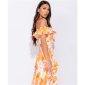 Long off-shoulder maxi dress with flounces and flowers yellow UK 6 (XXS)