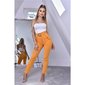 Womens skinny cigarette trousers with belt mustard