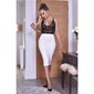 Womens high waist faux leather midi skirt white