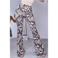 Womens flare trousers in boho style with snake print...