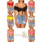 Sexy Latina off-the-shoulder crop top with ribbons fuchsia