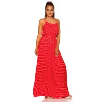 Summerly strap maxi dress with polka dots red