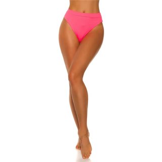 Sexy Damen High Waist Bikinihose Brazilian-Cut Neon Coral