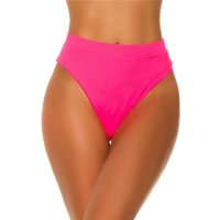 Sexy Damen High Waist Bikinihose Brazilian-Cut Neon Pink
