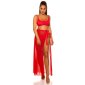 Damen Strand Wickelrock lang aus Chiffon Rot