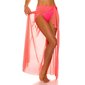 Womens chiffon wrap-around beach skirt long neon-coral