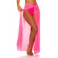 Womens chiffon wrap-around beach skirt long neon-fuchsia