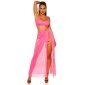 Womens chiffon wrap-around beach skirt long neon-fuchsia