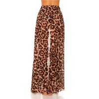 Womens chiffon wrap-around beach skirt long leopard