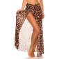 Damen Strand Wickelrock lang aus Chiffon Leopard