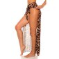Damen Strand Wickelrock lang aus Chiffon Leopard