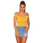 Womens chiffon top with straps and frills mustard