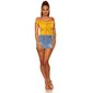 Damen Chiffon Top mit Trägern und Rüschen Senf