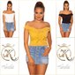 Damen Chiffon Top mit Trägern und Rüschen Senf