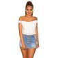 Damen Chiffon Top mit Trägern und Rüschen Weiß