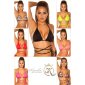 Sexy Damen Bikini Oberteil Neckholder zum Binden Neon Coral
