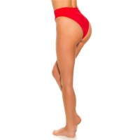 Sexy womens Brazilian high waist bikini bottom red UK 10 (S)