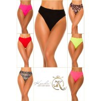 Sexy Damen High Waist Bikinihose Brazilian-Cut Neon Coral 36 (S)