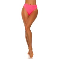 Sexy womens Brazilian high waist bikini bottom neon coral UK 12 (M)