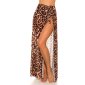Womens chiffon wrap-around beach skirt long leopard Onesize (UK 8,10,12)