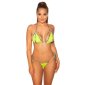 Sexy Brazil-Cut Neckholder-Bikini Schlangenmuster Neon Grün 40 (L)