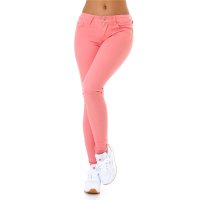 Skinny Damen Röhrenjeans Stretch mit Push-Up Effekt Lachs