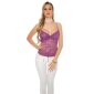 Precious glamour strappy lace top with glitter purple