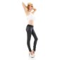 Damen Skinny Jeans in Leder-Look inkl. Gürtel Schwarz 42 (XL)