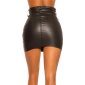 Sexy Damen Paperbag Minirock in Lederoptik Schwarz