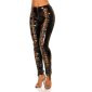 Glossy womens latex look trousers with lacings black UK 8 (S)