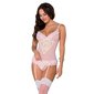 Sexy 2 pcs womens lingerie set babydoll with suspenders pink UK 12/14 (L/XL)