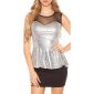 Ärmelloses Damen Glamour Shirt in Metallic-Look Silber