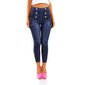 Womens skinny high waist jeans with front seam dark blue