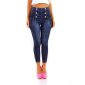 Womens skinny high waist jeans with front seam dark blue