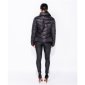 Light womens high-neck puffer jacket with hood black