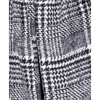 Karierter Damen Mantel mit Kunstfell-Kragen Schwarz-Weiß