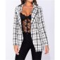 Checked womens blazer jacket in bouclé look white-black
