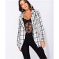 Checked womens blazer jacket in bouclé look white-black