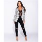 Checked womens blazer jacket in bouclé look white-black
