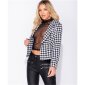 Womens houndstooth blazer with dome buttons black-white