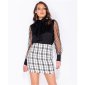 Checked womens bouclé mini skirt with buttons white/black UK 6 (XXS)