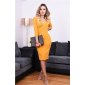 Close-fitting womens business dress knee length mustard UK 8 (XS)