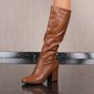 Damen Stiefel aus Lederimitat mit Blockabsatz Camel