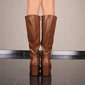 Damen Stiefel aus Lederimitat mit Blockabsatz Camel