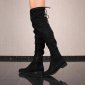 Flat womens overknee boots velour with lacing black UK 3,5