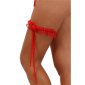 Sexy lace garter with frills and satin ties red