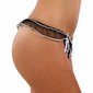 Crotchless womens thong with lace black-white