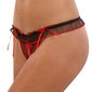 Sexy Damen String-Tanga mit Ouvert und Spitze Schwarz-Rot
