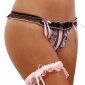 Crotchless womens thong with lace black-pink