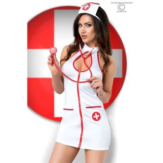 5-tlg Krankenschwester Outfit Rollenspiel Kostüm Weiß/Rot